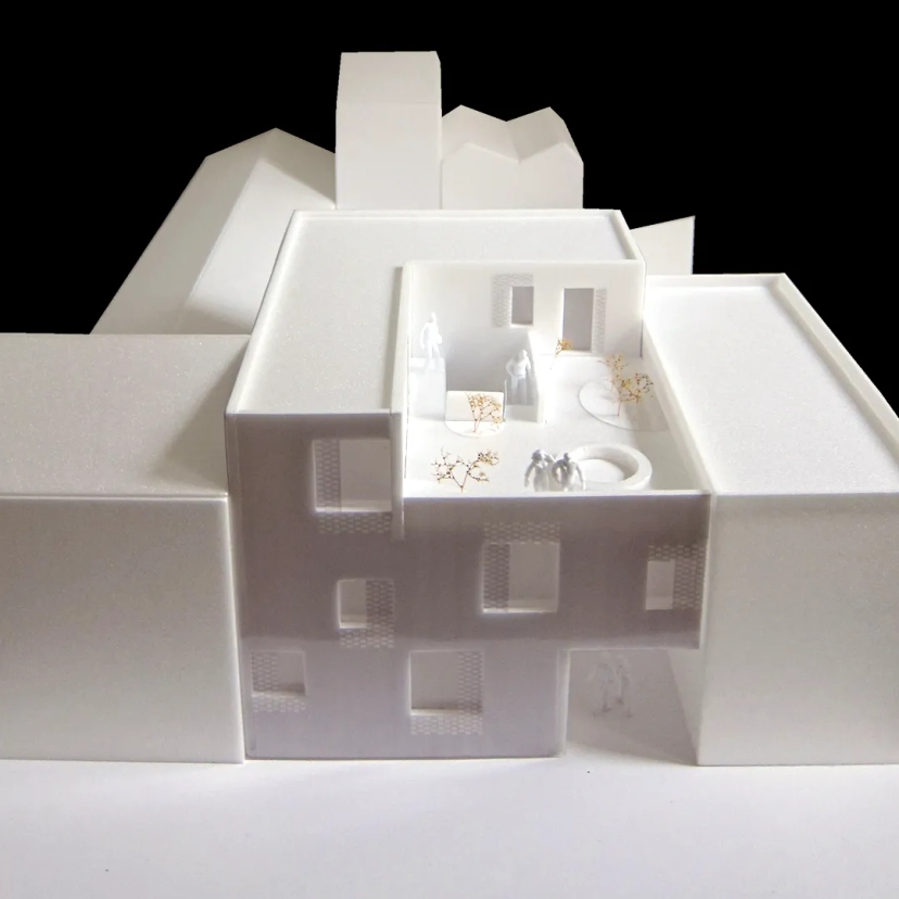 Maquette de l'immeuble avec sa terrasse en toiture