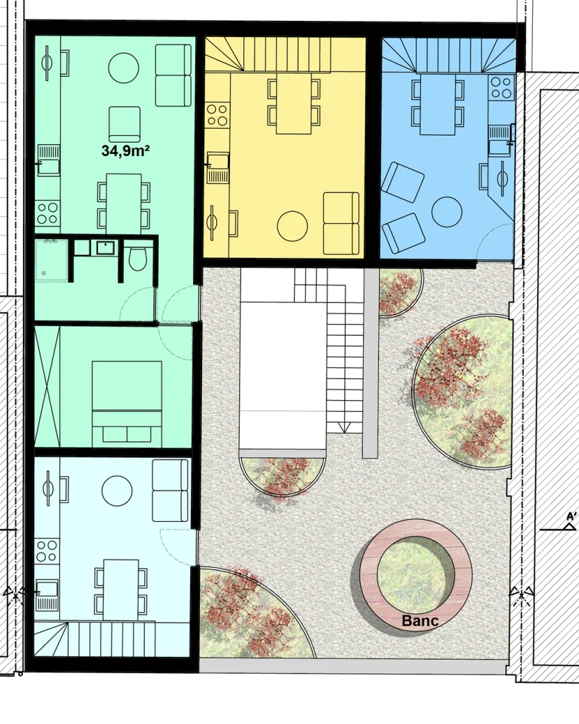 Plan d'architecture du R2 terrasse en toiture