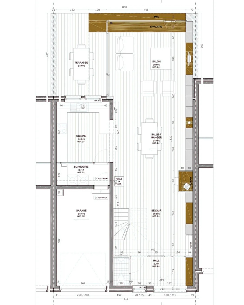 Plan d'architecte de l'extension