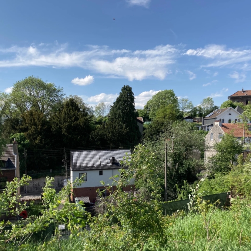 Vue depuis la parcelle du projet de construction à Dison vers la rue